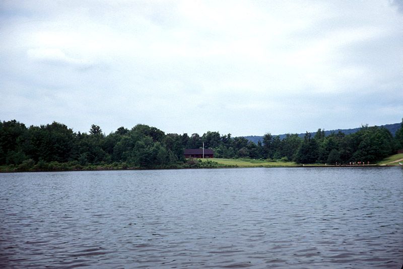 A distant view of the Trading Post as seen from out on the lake (1969)