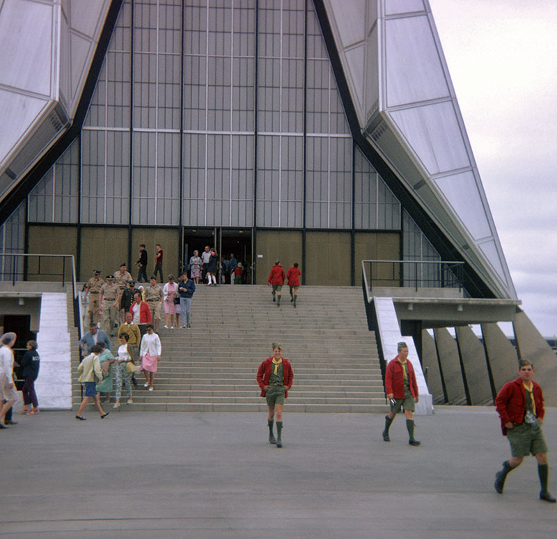 Jim Cotter exiting Cadet Chapel