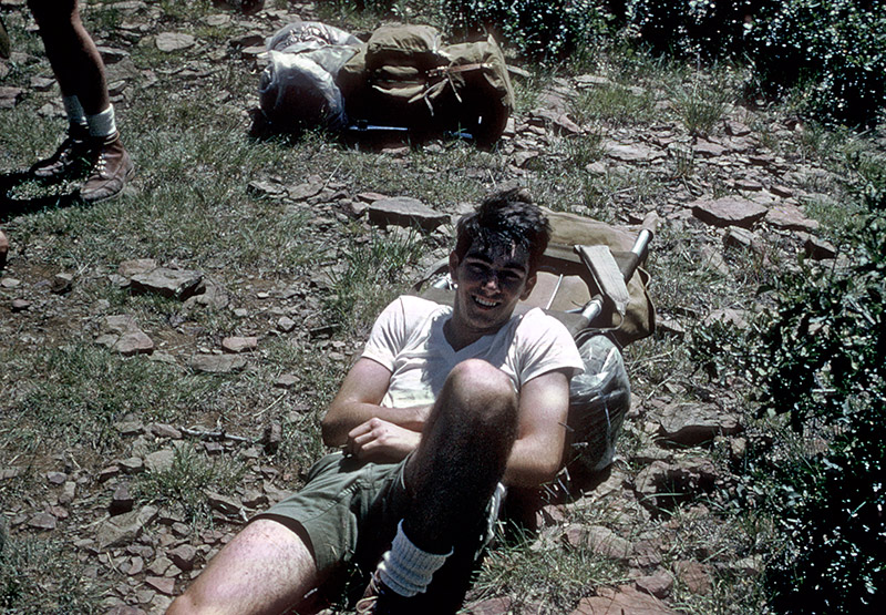 Bob Spencer recovering after the climb