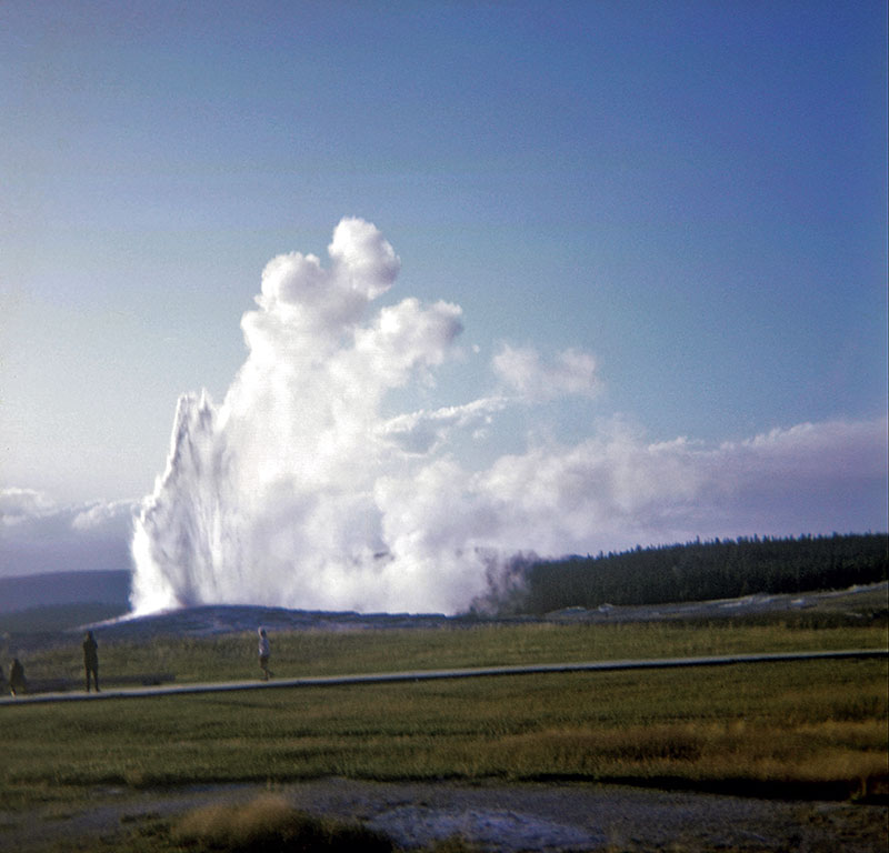 The first view of Old Faithful