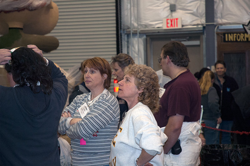 Carol looking at the float