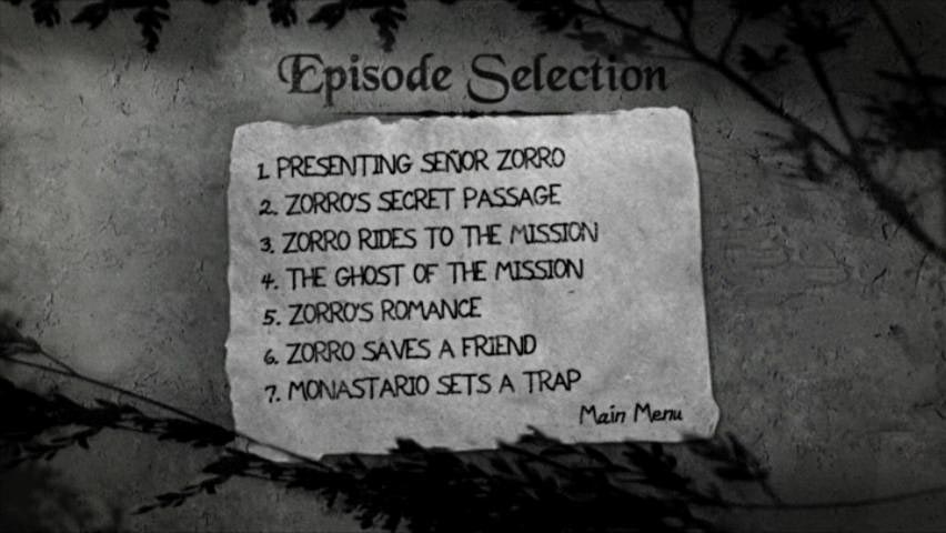 Season 1 menu